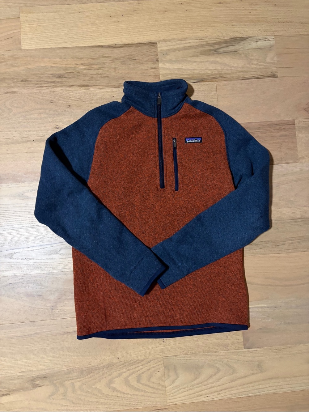 Patagonia Men’s Zip-Up Fleece Sweater - Rust & Navy
